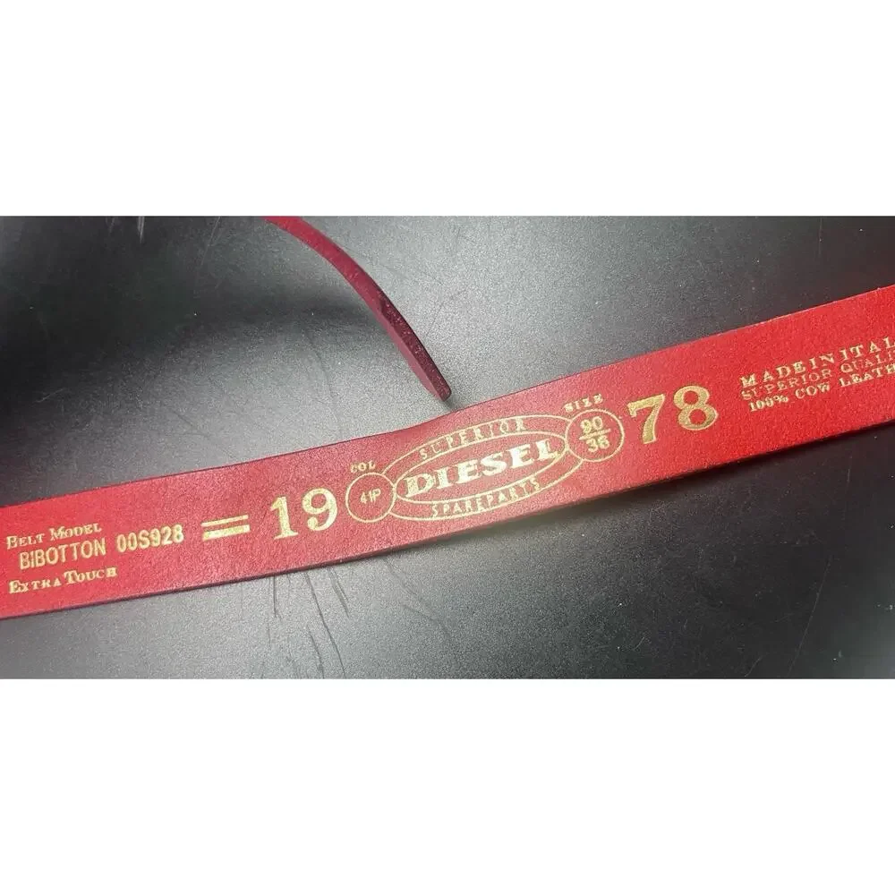Red Diesel Genuine Leather Belt Made in Italy Casual Classic Durable Pristine